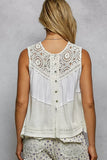 POL Round Neck Sleeveless Top with Crochet Contrast - Trendsi - Flyclothing LLC