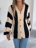 Color Block Button-Up Cardigan - Trendsi - Flyclothing LLC