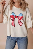 Bowknot Graphic Pearl Puff Half Sleeve T Shirt - Trendsi - Flyclothing LLC