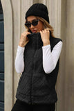 Fuzzy Plaid Texture Zip Up Vest Coat - Trendsi - Flyclothing LLC