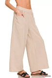 Zenana Woven Airflow Elastic Waistband Pants - Trendsi - Flyclothing LLC