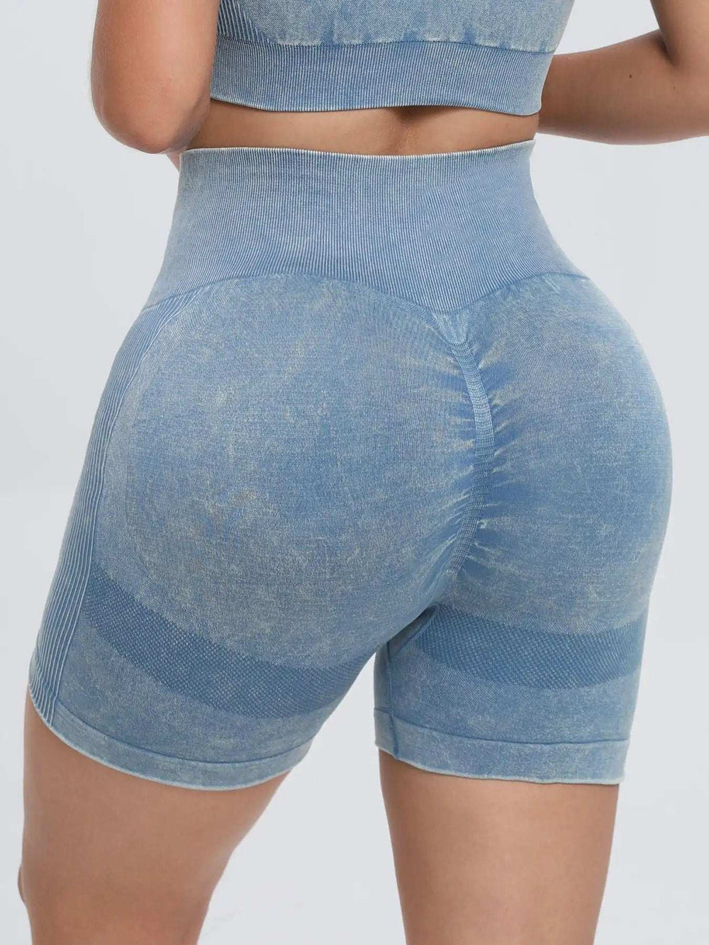 Washed High Waist Active Shorts - Trendsi - Flyclothing LLC