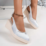 Rhinestone Point Toe Wedge Slingback Sandals - Trendsi - Flyclothing LLC