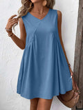 Ivy Lane Ruched V-Neck Sleeveless Mini Dress - Trendsi - Flyclothing LLC