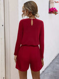 Long Sleeve Drawstring Romper - Trendsi - Flyclothing LLC