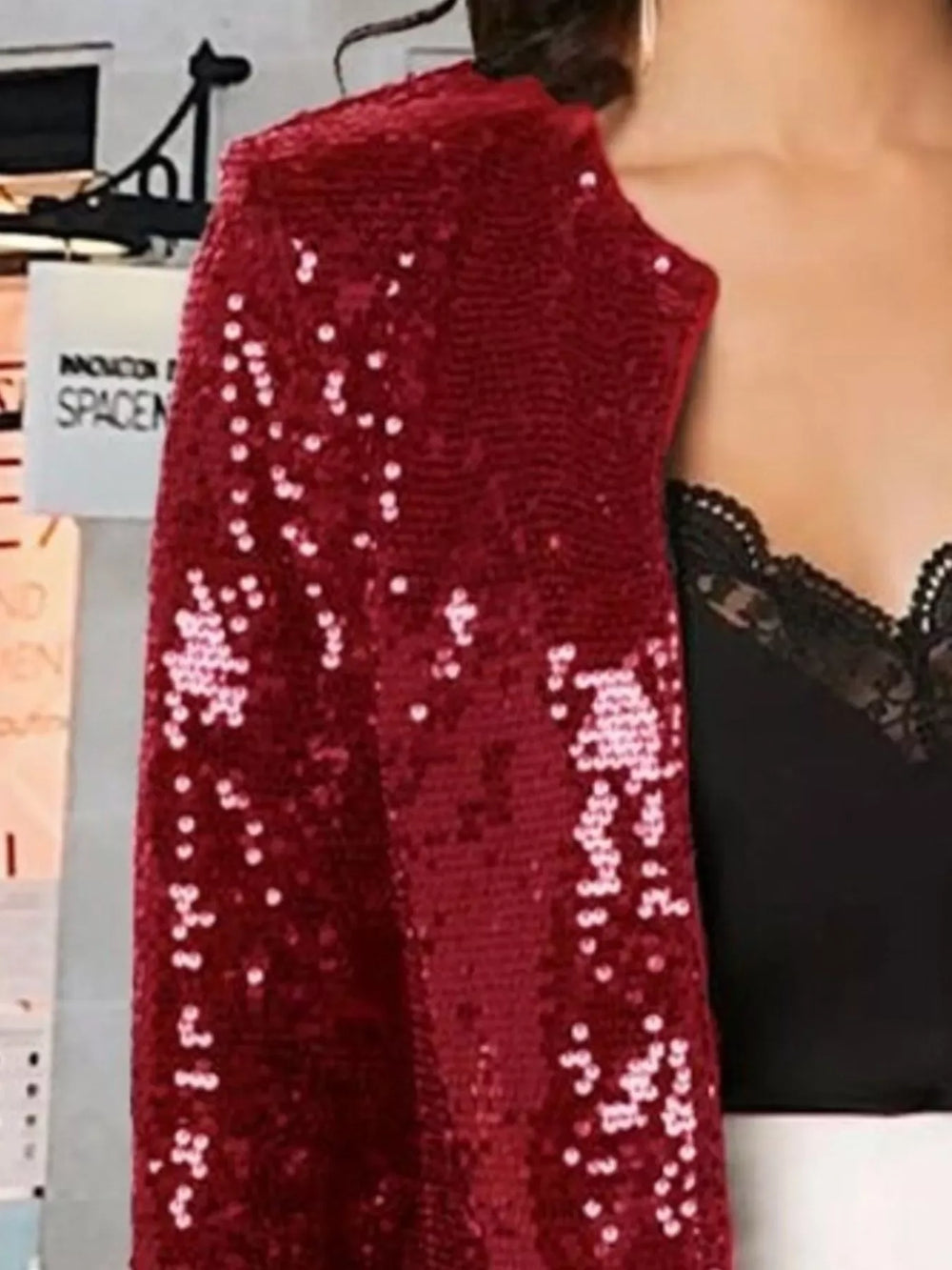 Full Size Sequin Long Sleeve Jacket Plus Size - Trendsi - Flyclothing LLC