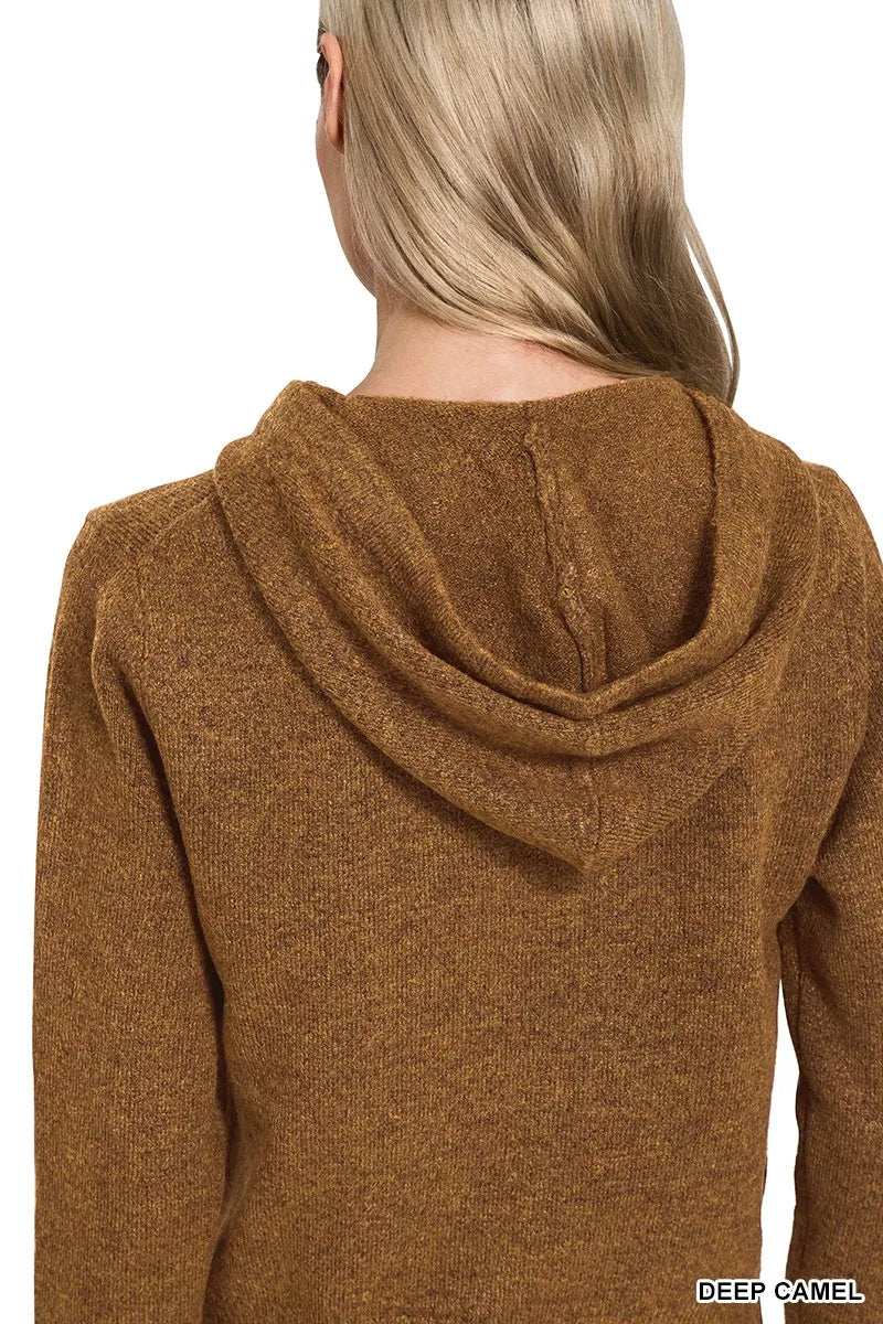 Zenana Drawstring Zip Up Hooded Cardigan - Trendsi - Flyclothing LLC