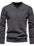 Men's Ribbed Hem V-Neck Long Sleeve Sweater - Trendsi - Flyclothing LLC