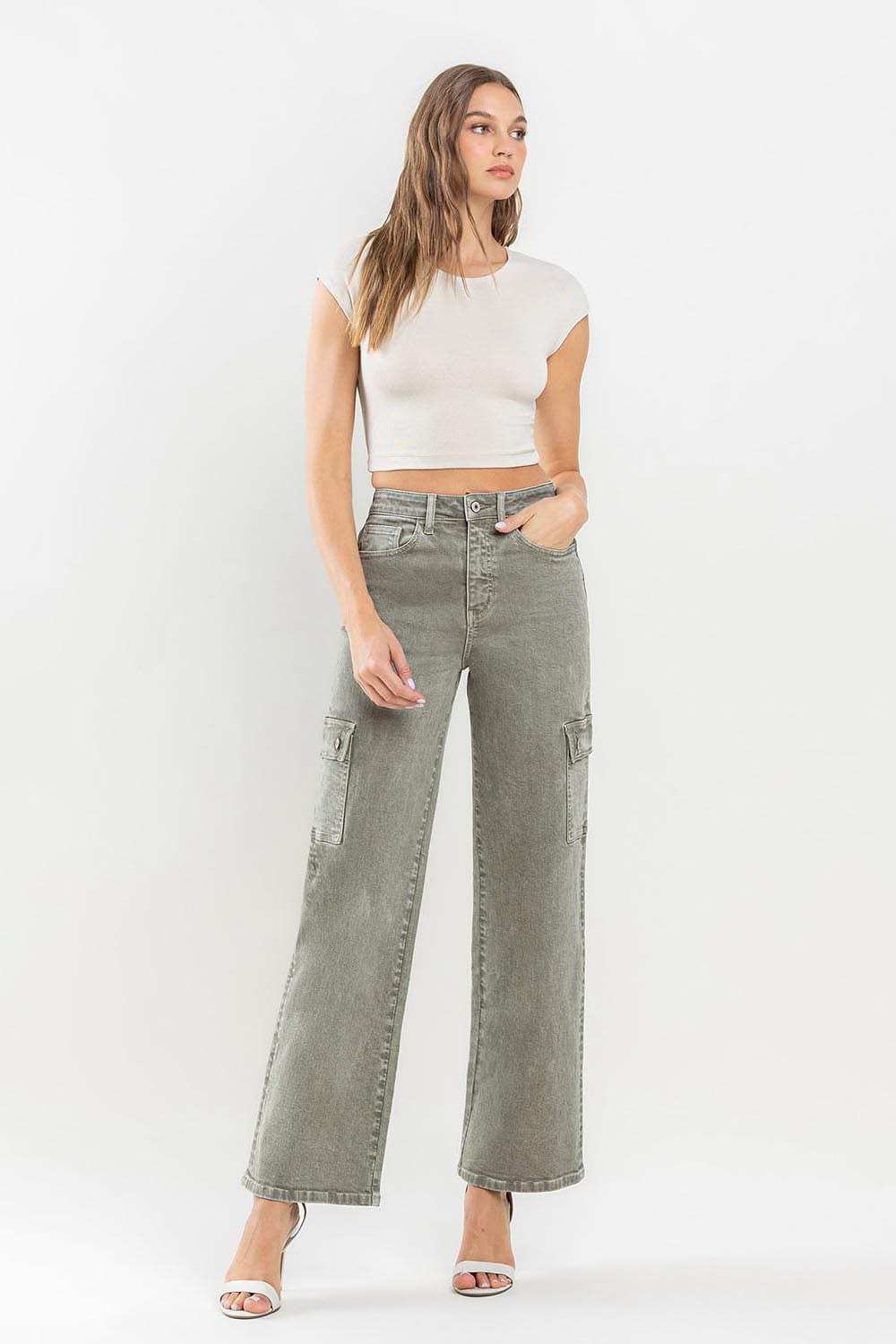 Vervet by Flying Monkey 90's Super High Rise Cargo Jeans - Trendsi - Flyclothing LLC