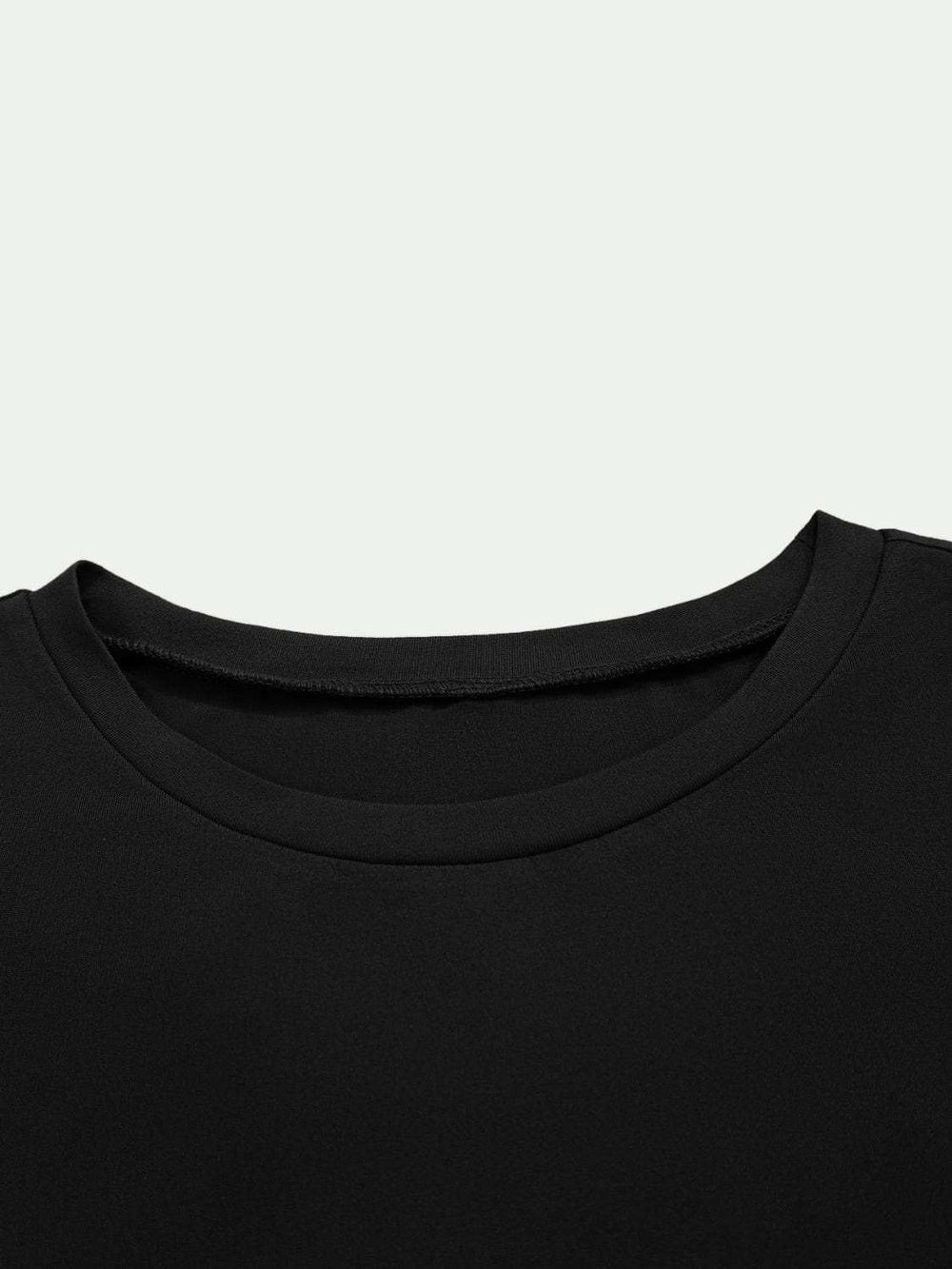 Round Neck Long Sleeve Cropped T-Shirt - Trendsi - Flyclothing LLC