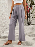 Elastic Waist Wide Leg Pants - Trendsi - Flyclothing LLC