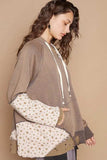 POL Floral Patchwork Distressed Drawstring Hoodie - Trendsi - Flyclothing LLC