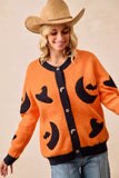 BiBi Halloween Witch Hat Moon Bat Artwork Cardigan - Trendsi - Flyclothing LLC