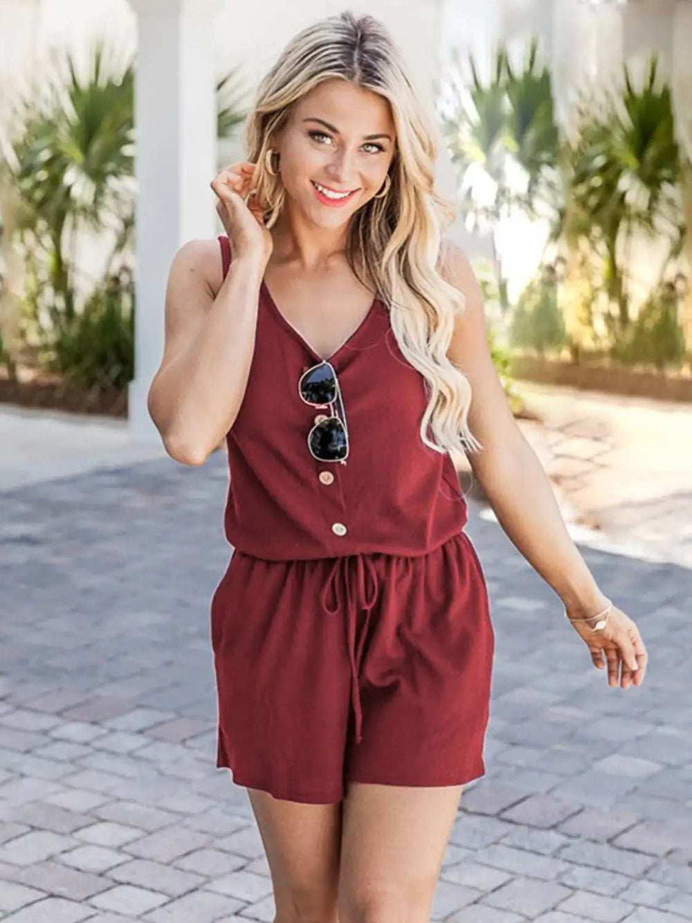 Scoop Neck Wide Strap Romper with Pockets - Trendsi - Flyclothing LLC