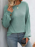 Ribbed Round Neck Long Sleeve T-Shirt - Trendsi - Flyclothing LLC