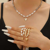 Pearl & Heart Pendant Necklace - Trendsi - Flyclothing LLC