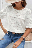 Round Neck Flounce Sleeve Blouse - Trendsi - Flyclothing LLC