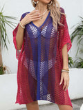 Openwork Contrast V-Neck Cover-Up - Trendsi - Flyclothing LLC