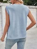 Lovelet Ribbed V-Neck Slit Sweater Vest - Trendsi - Flyclothing LLC