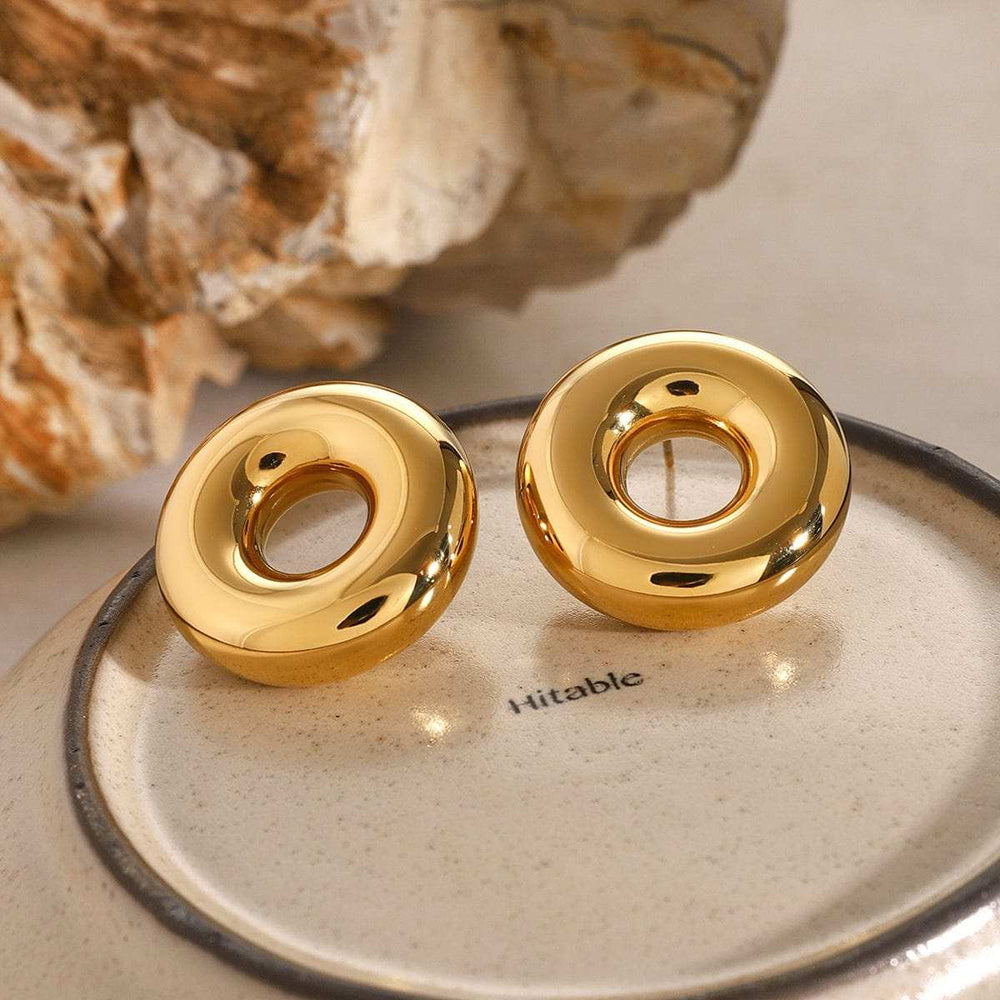 Stainless Steel Cutout Round Shape Earrings - Trendsi - Flyclothing LLC