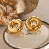 Stainless Steel Cutout Round Shape Earrings - Trendsi - Flyclothing LLC
