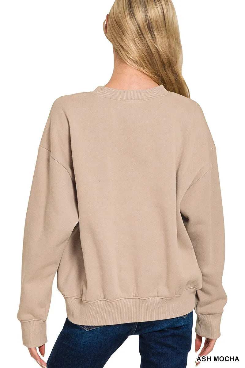 Zenana Fleece Long Sleeve Sweatshirts & Shorts Set - Trendsi - Flyclothing LLC