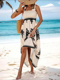 Smocked Printed Wide Strap Maxi Dress - Trendsi - Flyclothing LLC