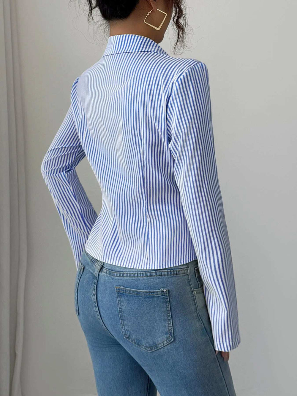 Striped Button-Up Long Sleeve Shirt - Trendsi - Flyclothing LLC