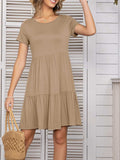 Round Neck Short Sleeve Mini Tee Dress - Trendsi - Flyclothing LLC