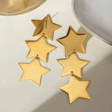 18K Gold-Plated Stainless Steel Star Earrings - Trendsi - Flyclothing LLC
