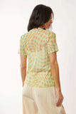 Davi & Dani Checker Board Printed Mesh Short Sleeve Top - Trendsi - Flyclothing LLC