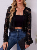 Lace Open Front Long Sleeve Jacket - Trendsi - Flyclothing LLC