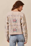 SO ME Floral Pattern Long Sleeve Button Sweater Cardigan - Trendsi - Flyclothing LLC