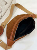 Corduroy Adjustable Strap Crossbody Bag with Pouch - Trendsi - Flyclothing LLC