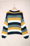 Color Block Round Neck Dropped Shoulder Sweater - Trendsi - Flyclothing LLC