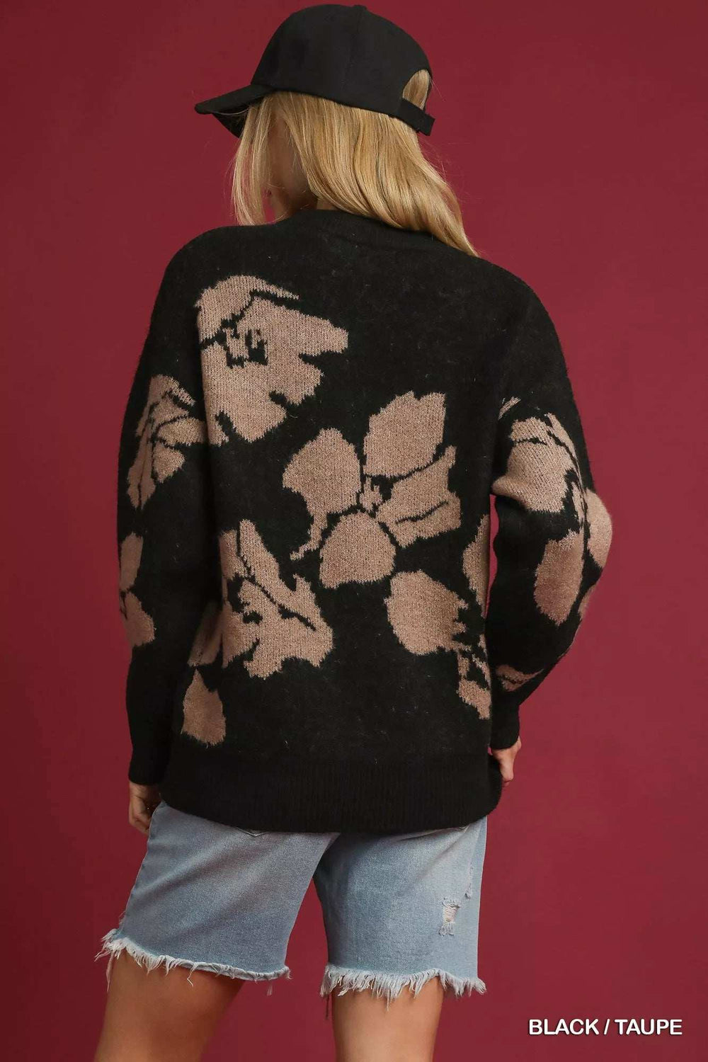 Umgee Floral Long Sleeve Sweater - Trendsi - Flyclothing LLC