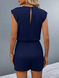 Round Neck Cap Sleeve Romper - Trendsi - Flyclothing LLC
