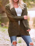 Cable-Knit Open Front Long Sleeve Cardigan - Trendsi - Flyclothing LLC