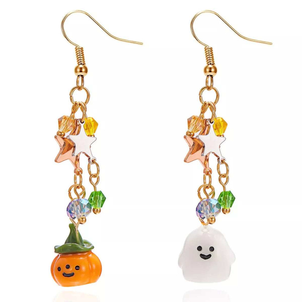 Halloween Asymmetrical Pumpkin Ghost Earrings - Trendsi - Flyclothing LLC