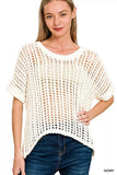 Zenana Fish Net Short Sleeve Crochet Knit Cover Up - Trendsi - Flyclothing LLC