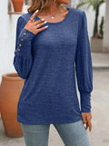 Decorative Button Round Neck Long Sleeve T-Shirt - Trendsi - Flyclothing LLC