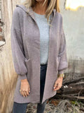 Full Size Open Front Drop Shoulder Hooded Cardigan Plus Size - Trendsi - Flyclothing LLC