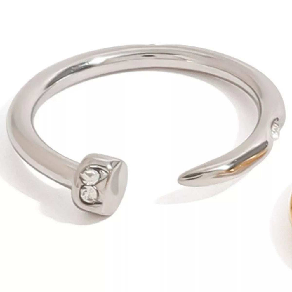 Stainless Steel Zircon Open Ring - Trendsi - Flyclothing LLC
