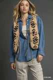 Umgee Mix Patterned Sherpa Tie-Front Vest - Trendsi - Flyclothing LLC