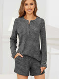Ribbed Round Neck Top and Shorts Set - Trendsi - Flyclothing LLC