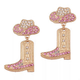 Rhinestone Cowboy Boot Dangle Earrings - Trendsi - Flyclothing LLC