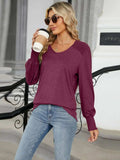 V-Neck Lantern Sleeve T-Shirt - Trendsi - Flyclothing LLC