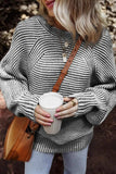 Textured Striped Round Neck Long Sleeve Top - Trendsi - Flyclothing LLC