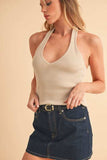 Aemi + Co Ribbed Halter Neck Cami - Trendsi - Flyclothing LLC