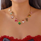 18K Gold-Plated Christmas Charm Necklace - Trendsi - Flyclothing LLC